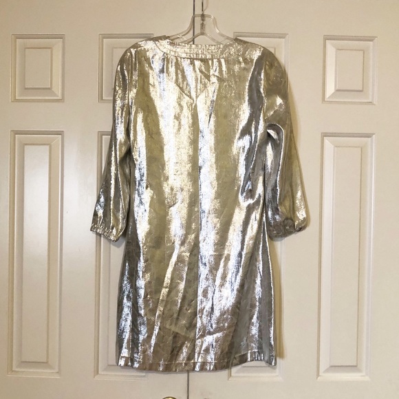 Tory Burch gold tunic silk blend dress small 4 - Picture 9 of 16